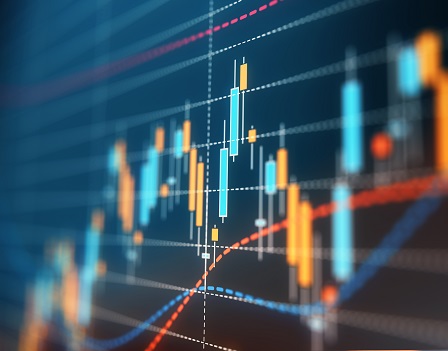 A financial data analysis graph. Selective focus. Horizontal composition with copy space.